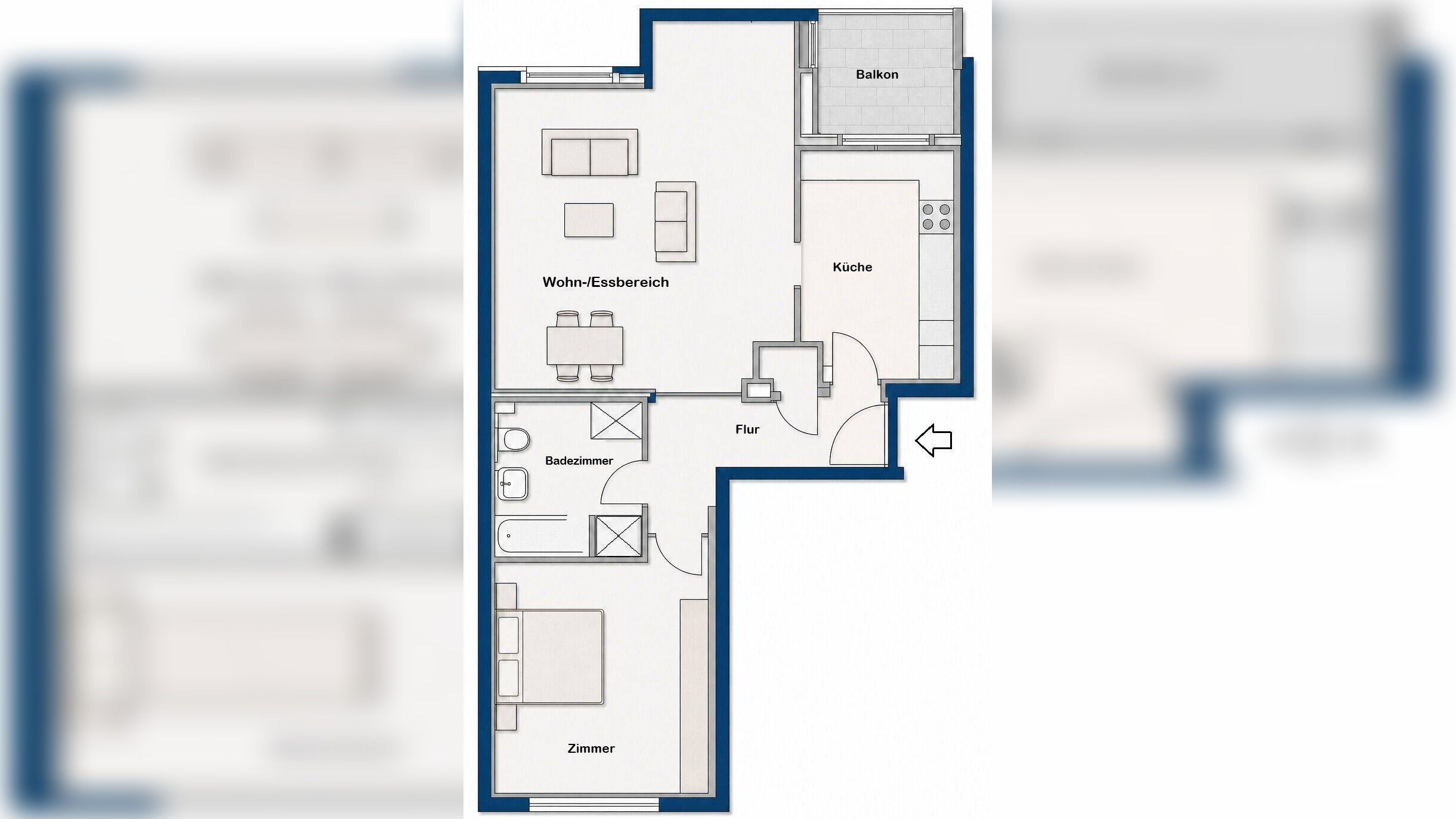 Vollmöblierte Zwei-Zimmer-Wohnung mit Balkon – 60528 Frankfurt am Main – Vorschaubild 10