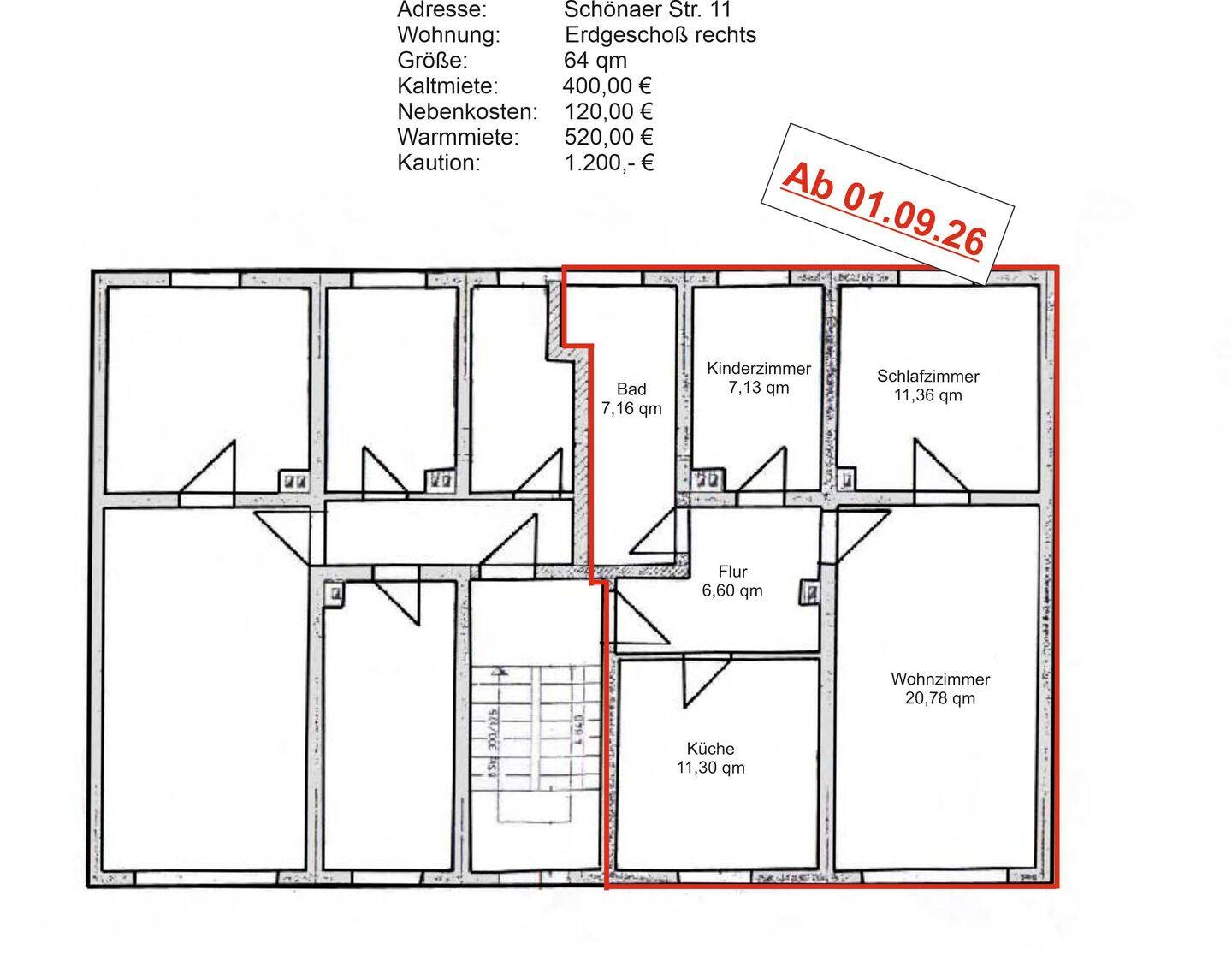 Mietwohnung, 3 Zimmer, 64 m², in Mockrehna – 4862 Mockrehna – Vorschaubild 2