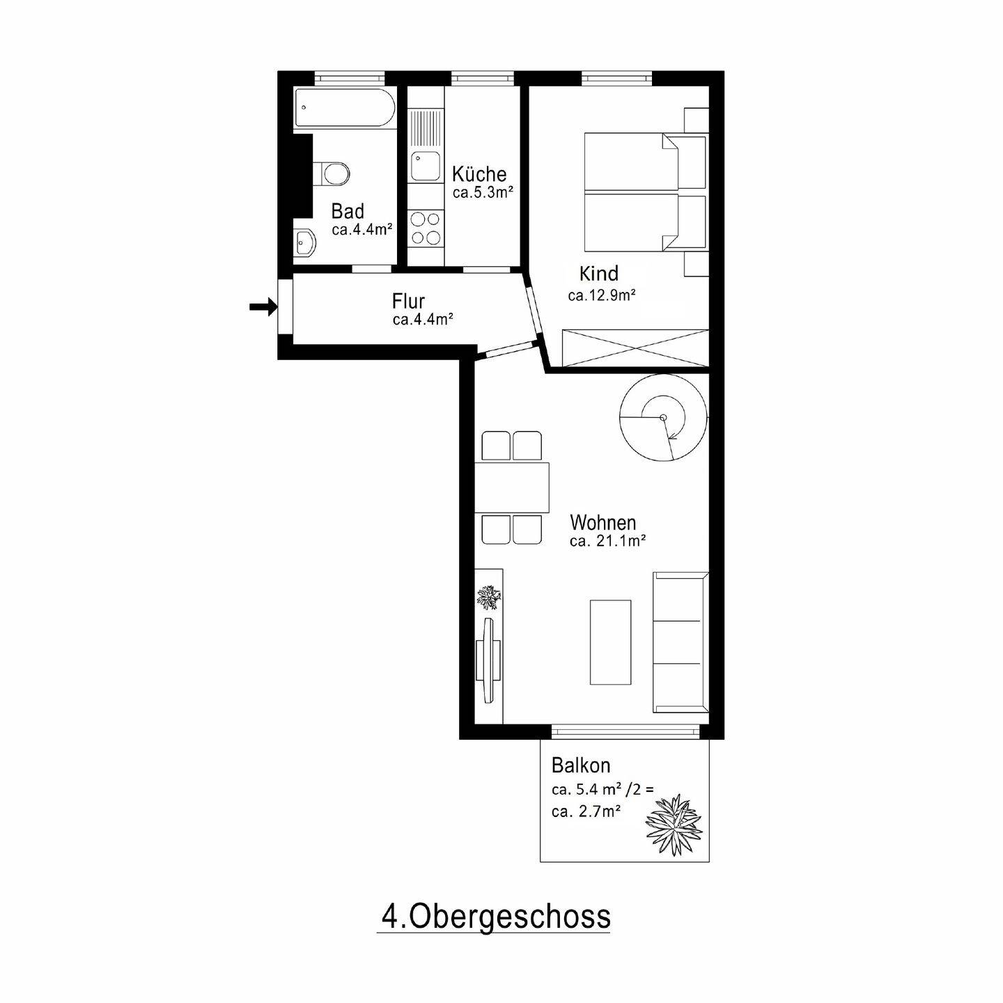 AIGNER – Wohnen auf zwei Etagen: Helle 4-Zimmer-Maisonettewohnung mit Südost-Balkon – 80637 München – Vorschaubild 9