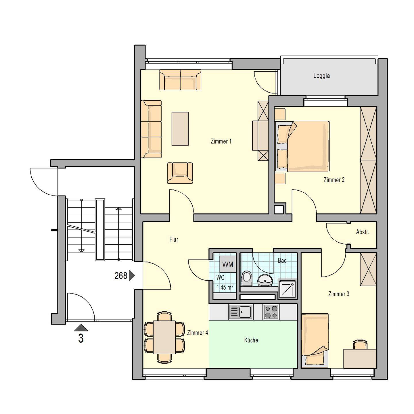 Im Schammat – 3 Zimmer, Küche, Bad mit Loggia! – 54294 Trier – Vorschaubild 7