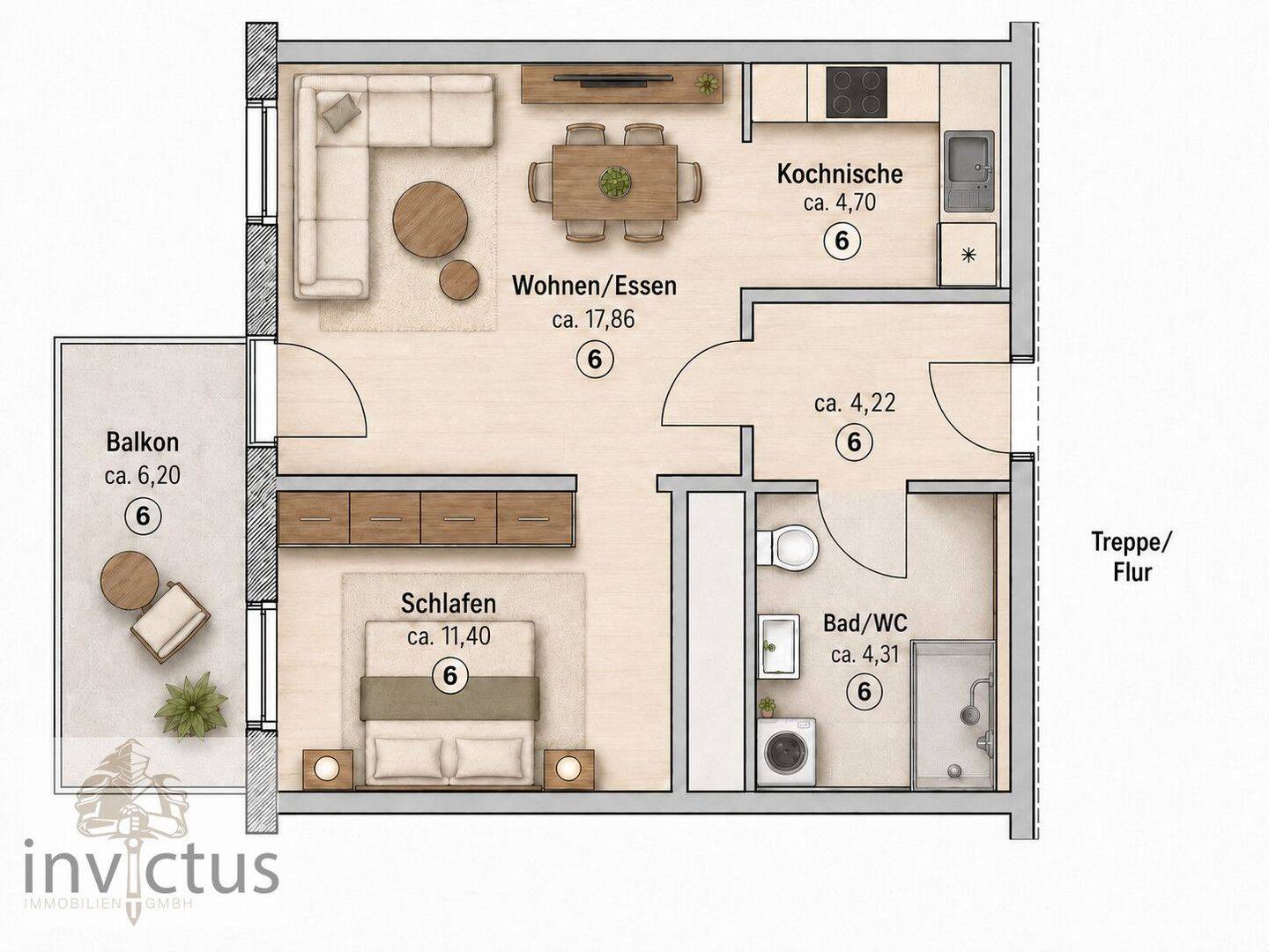 Stilvolle renovierte 2-Zimmer-Wohnung mit Balkon und Tiefgaragenstellplatz – 74080 Heilbronn – Vorschaubild 7