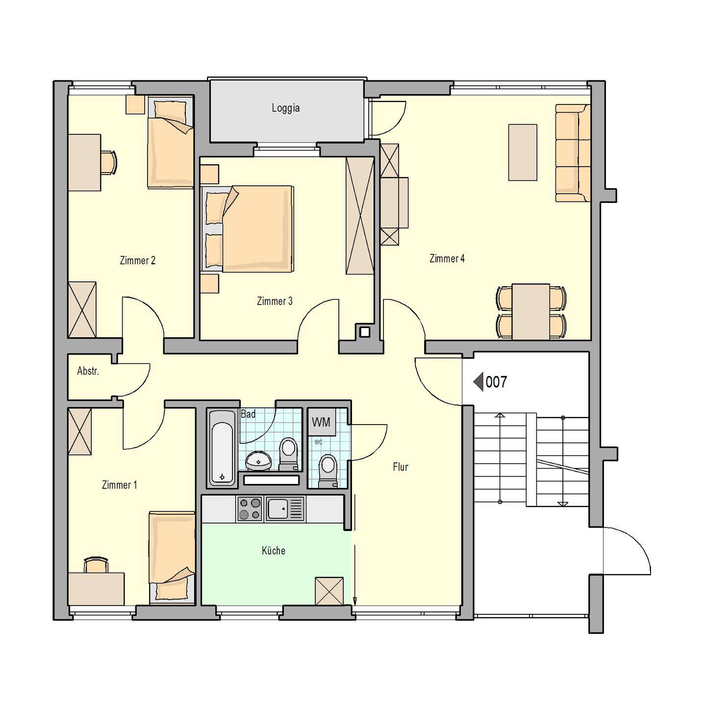 „Im Schammat“ – 4 Zimmer, Küche, Bad Wohnung mit Loggia im Grünen! – 54294 Trier – Vorschaubild 5