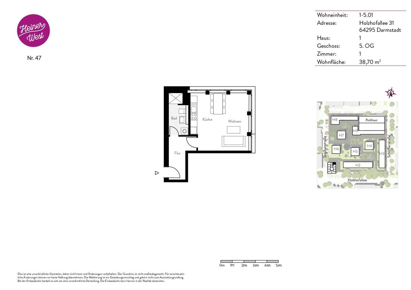 Kompakt und Modern! 1-Zimmer-Wohnung mit Einbauküche! – 64295 Darmstadt – Vorschaubild 8