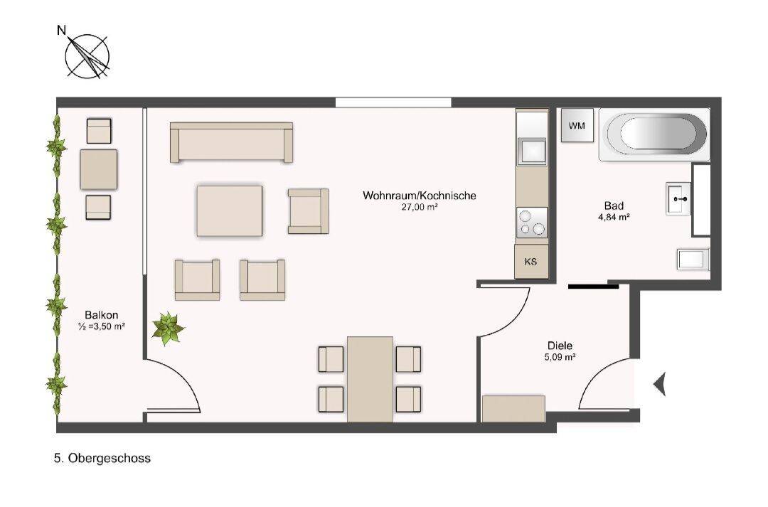1-Zimmer-Wohnung München | Balkon | Aufzug | A+ saniert | Vermietet | Erbpacht – 81241 München – Vorschaubild 2
