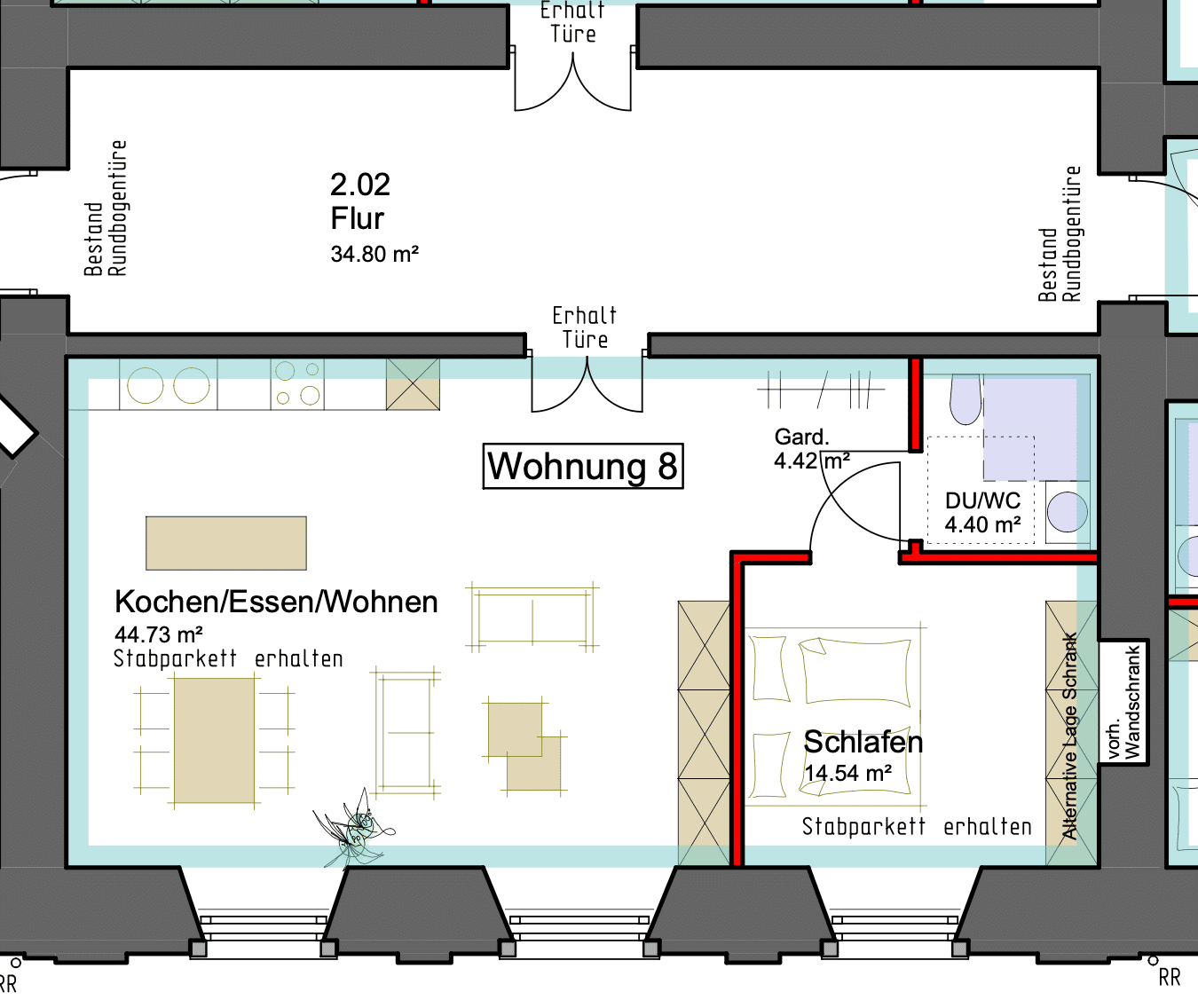 Wohnen im Schloss Messelhausen Sanierte 2-Zimmer-Wohnung (8), 97922 Lauda-Königshofen