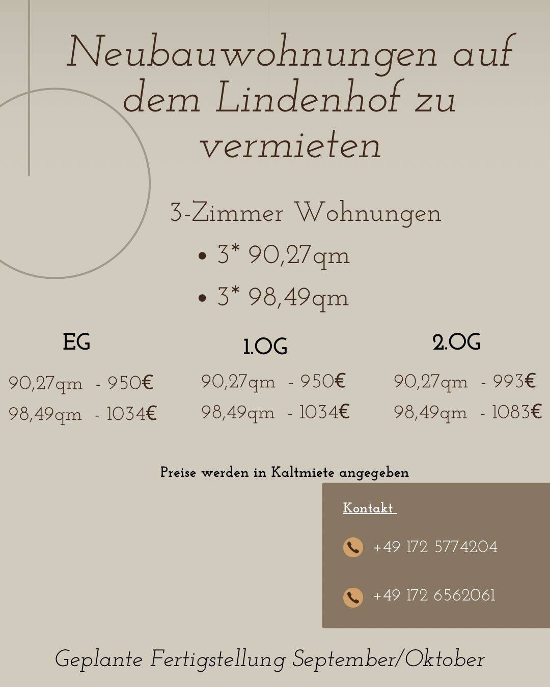 Neubawohnungen auf dem Lindenhof zu vermieten, 78727 Oberndorf am Neckar