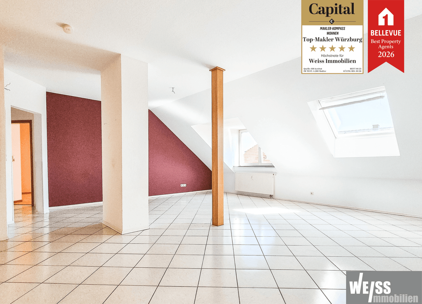 3-Zimmer Dachgeschoss Wohnung in Versbach -ohne Balkon-, 97078 Würzburg (Grombühl Lindleinsmühle Versbach)