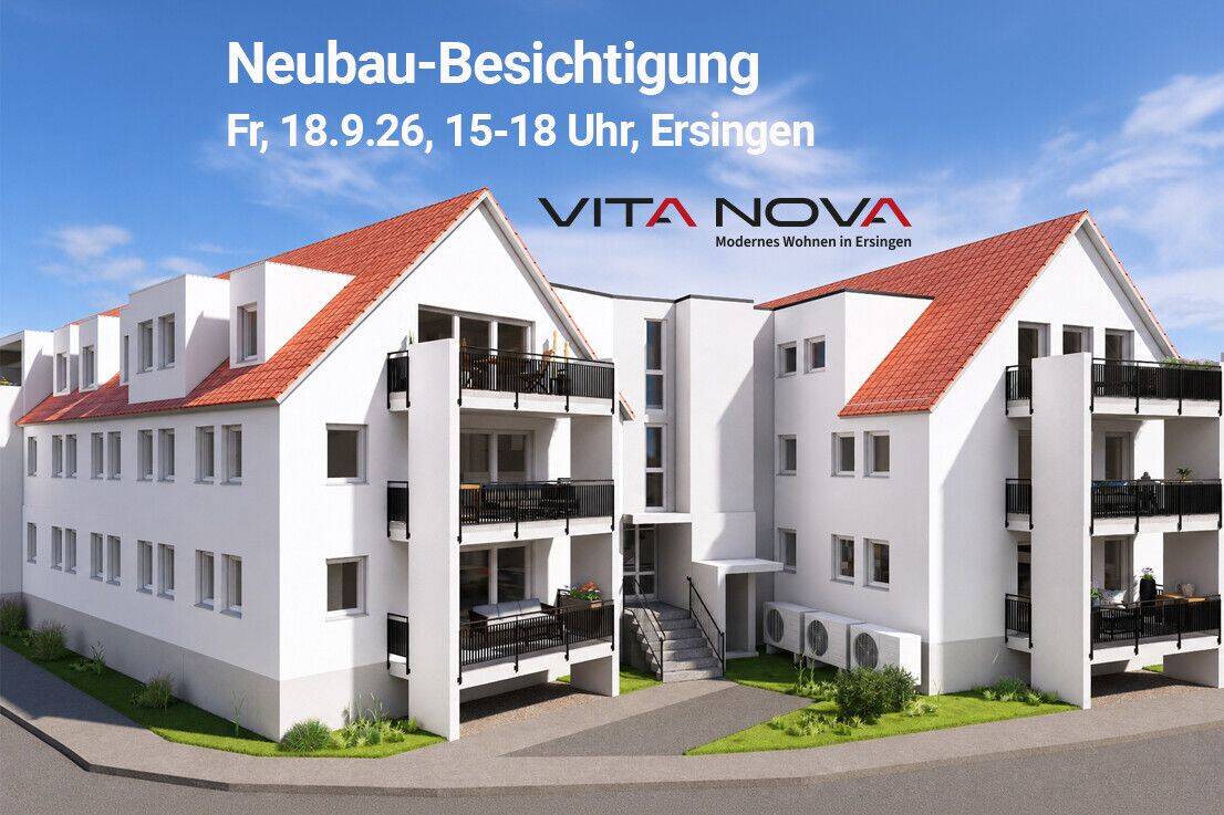 Neubau-Wohnung mit 3,5-Zimmern – Mit Balkon und überdachtem Stellplatz, 89155 Erbach