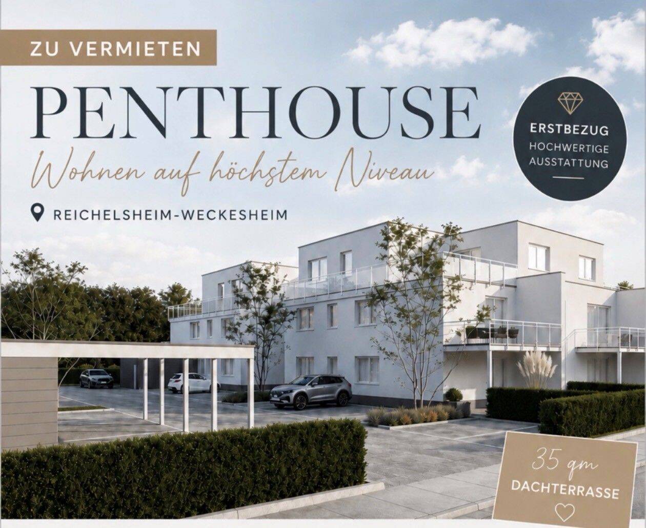 Exklusive Neubau 4 Penthouse-Wohnung mit traumhafter, großer Dachterrasse, 61203 Reichelsheim (Wetterau)