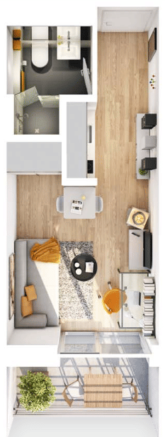 „studiosus5“ 1 Zimmer-Apartment mit Balkon, 86153 Augsburg (Innenstadt)