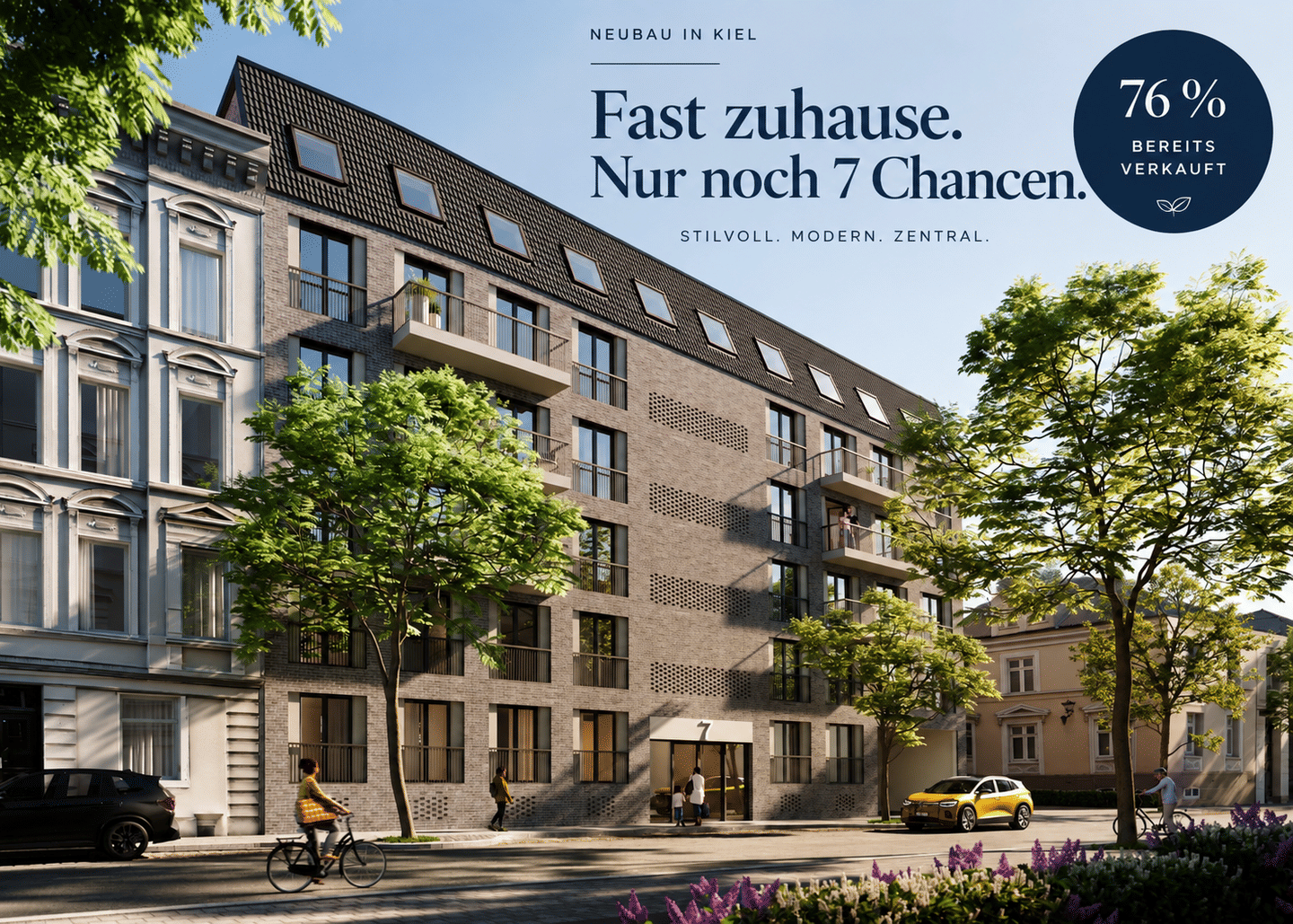 Clever geschnittene 3 Zimmer auf 60 m² – Neubau in zentraler Kieler Lage, 24114 Kiel (Südfriedhof)