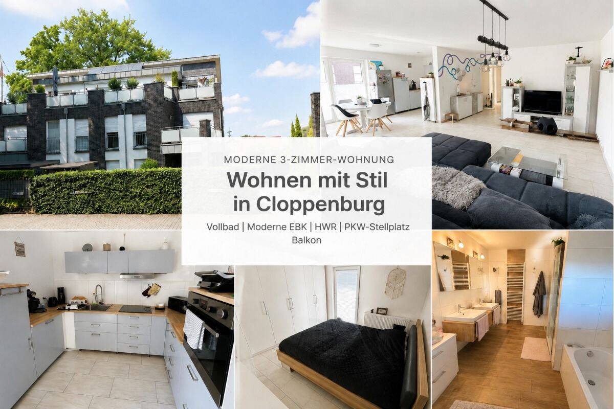 RESERVIERT! Modernes Wohnen mit Stil – hochwertige 3-Zi.-W. mit EBK, PKW Stellpl. & Balkon in CLP!, 49661 Cloppenburg