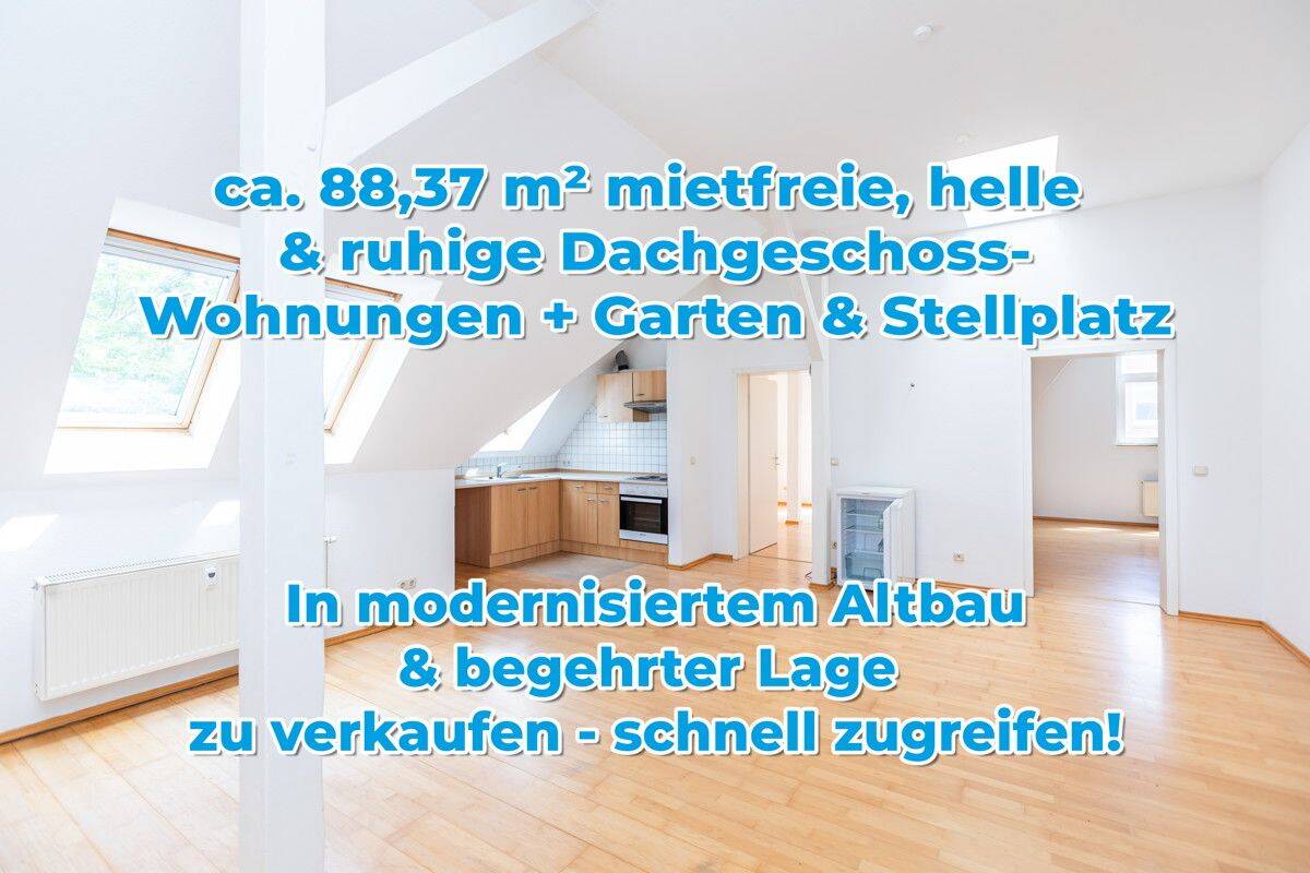 Selbstnutzung oder Rendite? Helle 89m² 3-Raum-Wohnung in ruhiger Lage mit Stellplatz & Gartenanteil, 99510 Apolda