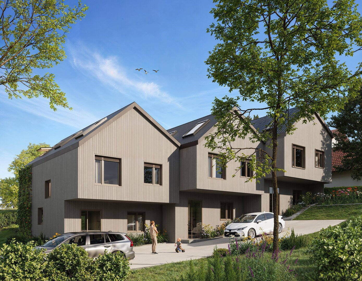 NEUBAUPROJEKT: Drei Architektenhäuser in Massivholzbauweise, 82399 Raisting