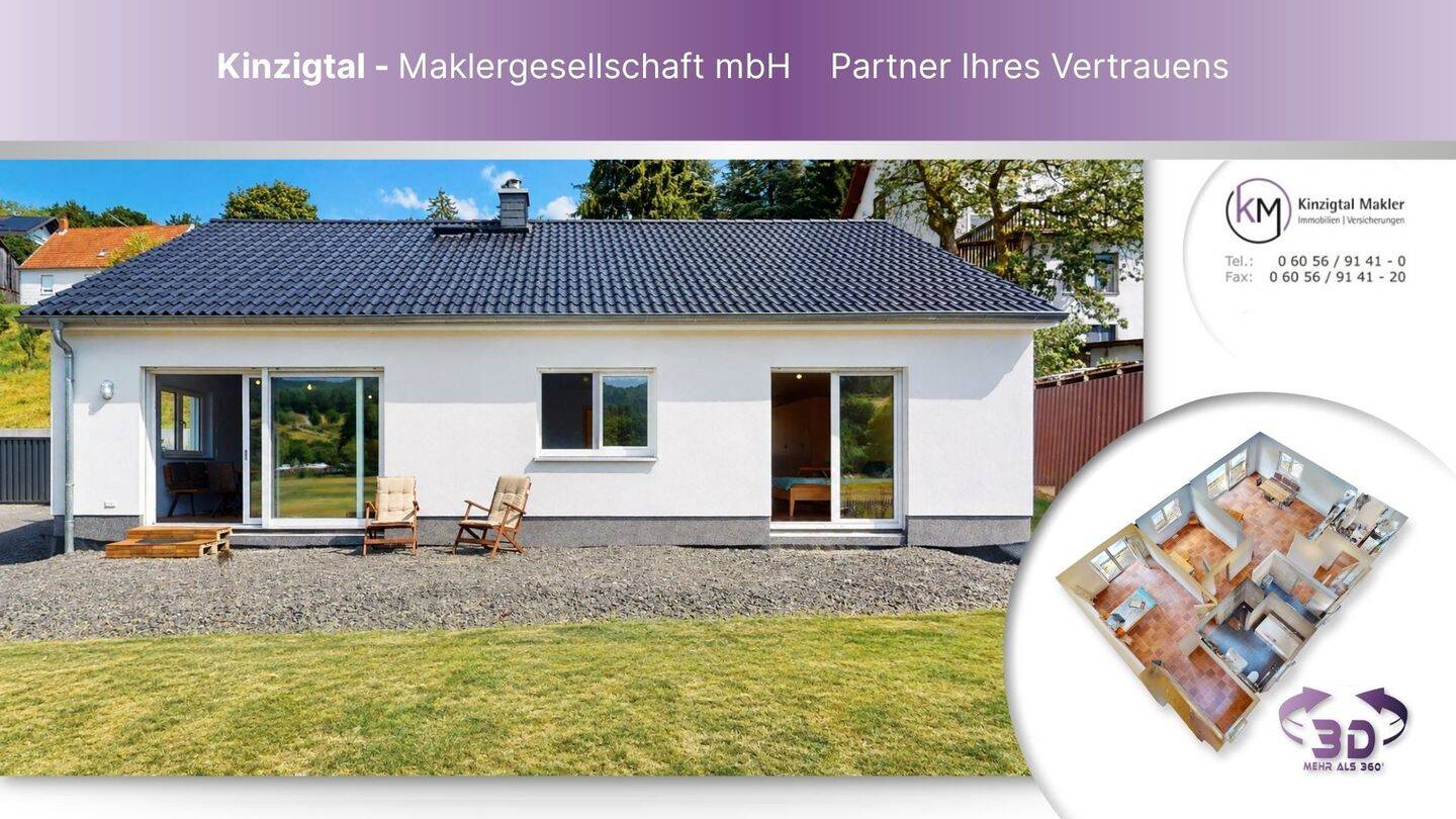 „WENIG ENERGIE. VIEL WEITBLICK“ Neuwertiger A+  Bungalow in außergewöhnlicher Aussichtslage., 63628 Bad Soden-Salmünster