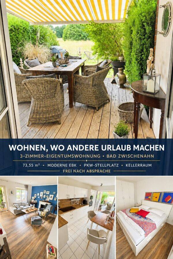 Natur PUR: Tolle 3 Zi. EG Wohnung inkl. moderner EBK & PKW Stellplatz zu verkaufen!, 26160 Bad Zwischenahn