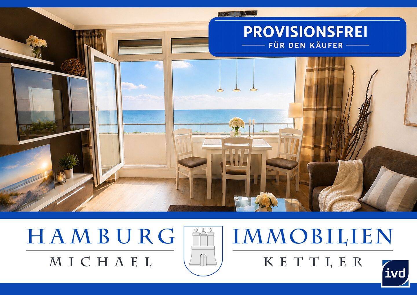 Meer vor der Tür! Gepflegte möblierte 2 Zimmer-Wohnung mit Südbalkon & Ostseeblick in Großenbrode, 23775 Großenbrode