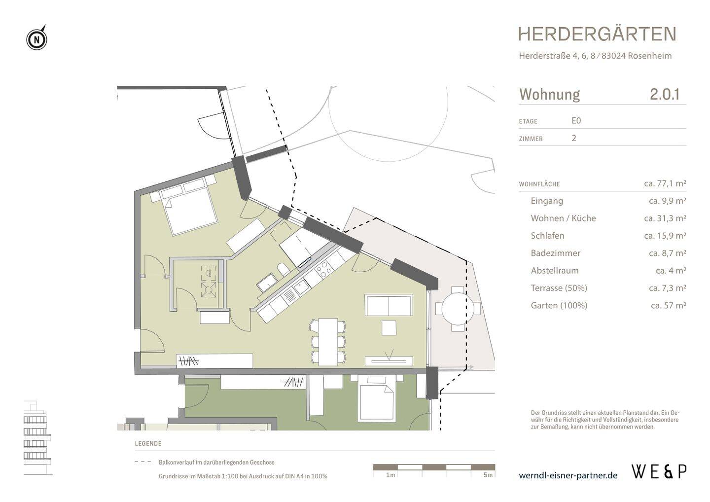 2-Zimmer-Wohnung, Garten mit Terrasse nach Osten, HERDERGÄRTEN 2.0.1, 83024 Rosenheim (Fürstätt Ost Süd West Westerndorf Sankt Peter)