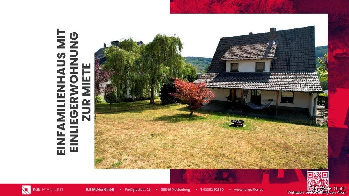 R.B. Makler: Zur Miete – großzügiges Einfamilienhaus mit Einliegerwohnung in Holthausen!, 58840 Plettenberg