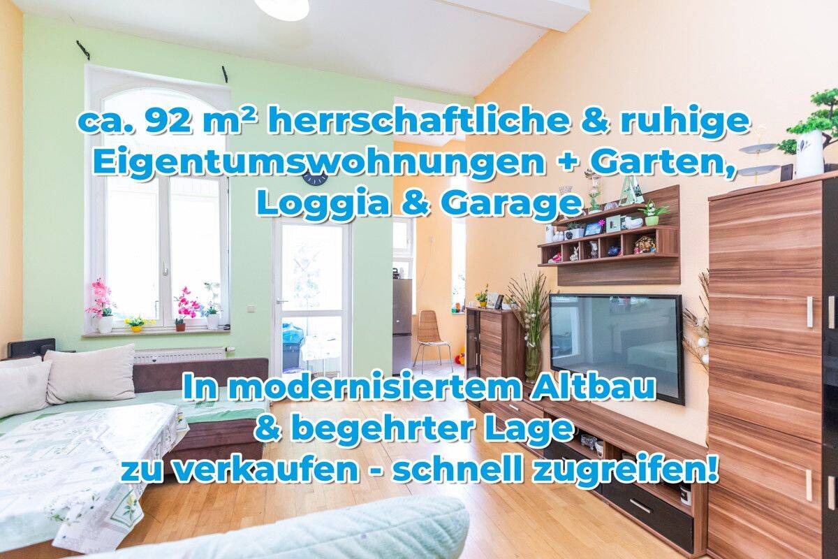 Reuter Immobilien Herrschaftliche ca. 92 m² 4-Raum-Wohnung in ruhiger Lage mit Garage & Gartenanteil, 99510 Apolda