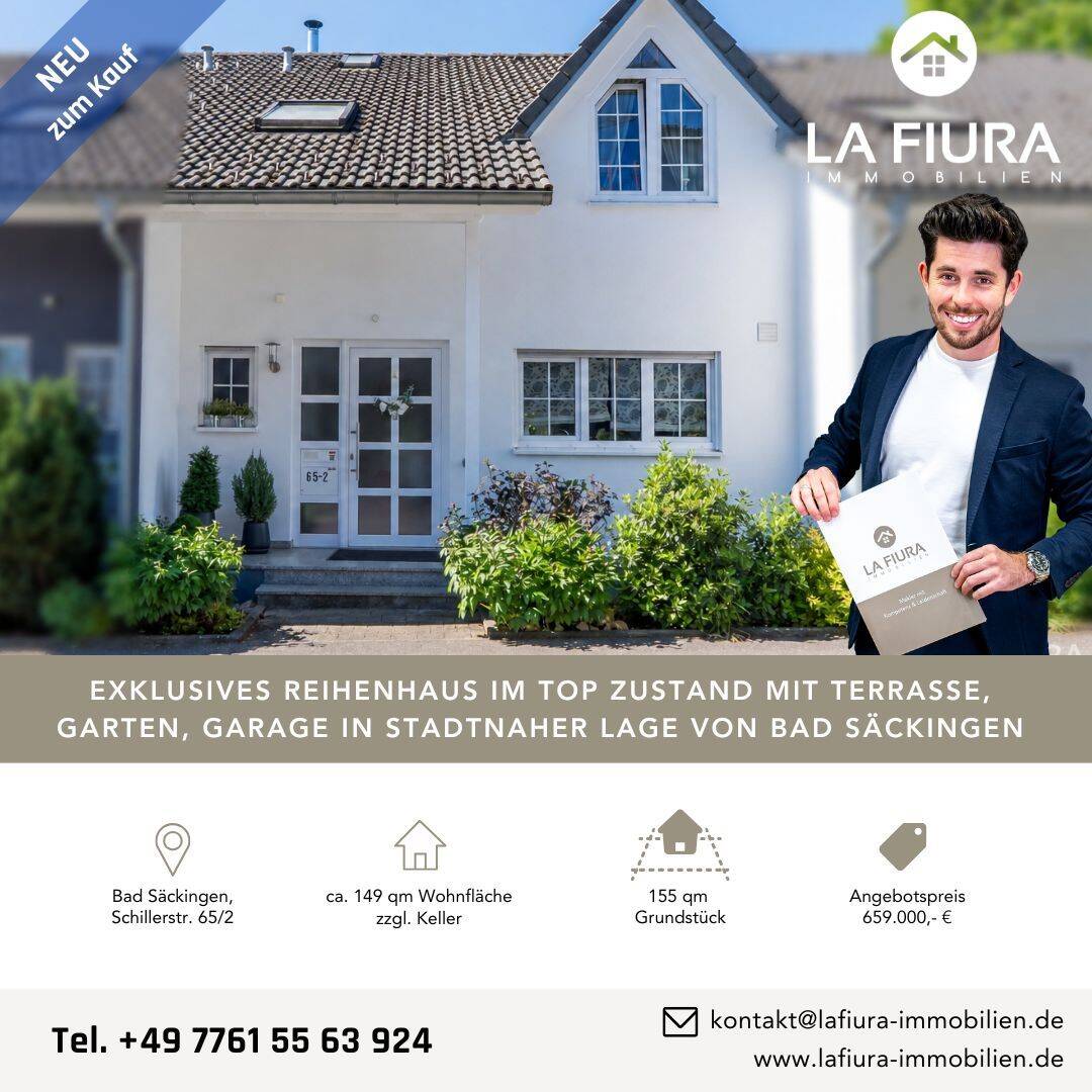 LFI | Exklusives Reihenhaus mit Garten, Terrasse und Garage in stadtnaher Lage von Bad Säckingen, 79713 Bad Säckingen