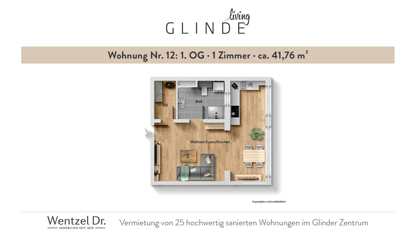 Perfekt für Singles – moderne 1-Zimmer-Wohnungen in Glinde- Wentzel Dr., 21509 Glinde
