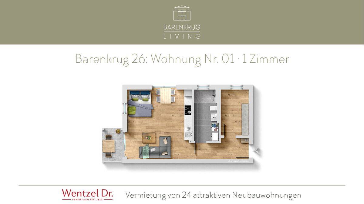 Erstbezug: stilvolle 1-Zimmer-Wohnung mit Terrasse – Hamburg Farmsen-Berne – Wentzel Dr., 22159 Hamburg (Wandsbek Bramfeld Farmsen-Berne Sasel Tonndorf)