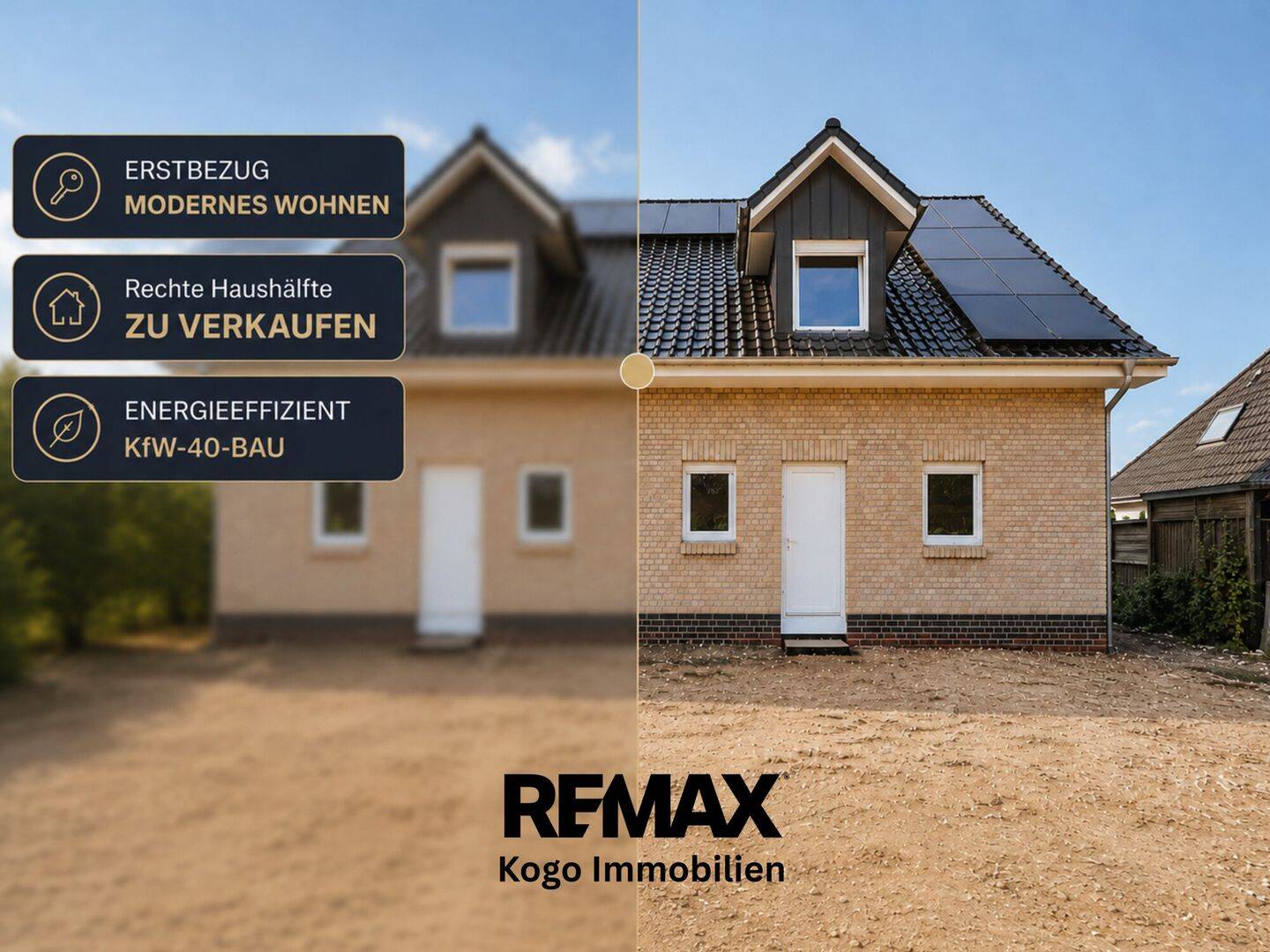 Moderner Neubau Rechte Doppelhaushälfte KfW-40 mit PV-Anlage und Wärmepumpe, 49610 Quakenbrück