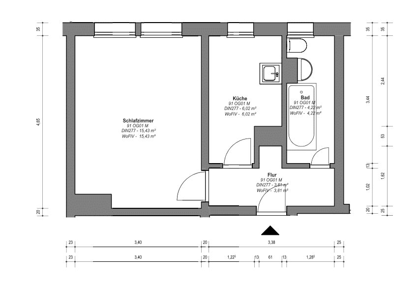 1 Zimmer Erdgeschosswohnung mit Tageslichtbad / Frankfurt (Oder), 15234 Frankfurt (Oder)