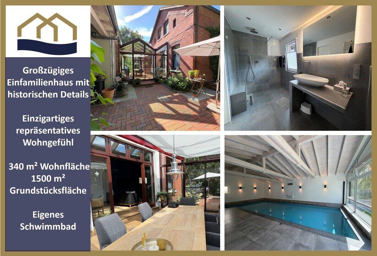 Viel Platz mit Geschichte: Historisches Einfamilienhaus mit luxuriösem Wohngefühl und eigenem Pool, 26316 Varel