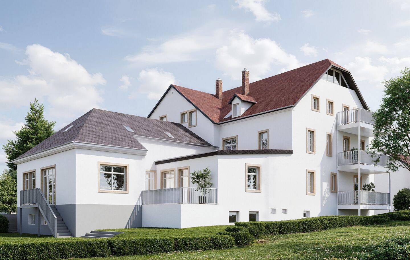 Weitblick ins Grün vom Balkon der Dachgeschosswohnung!, 1454 Radeberg