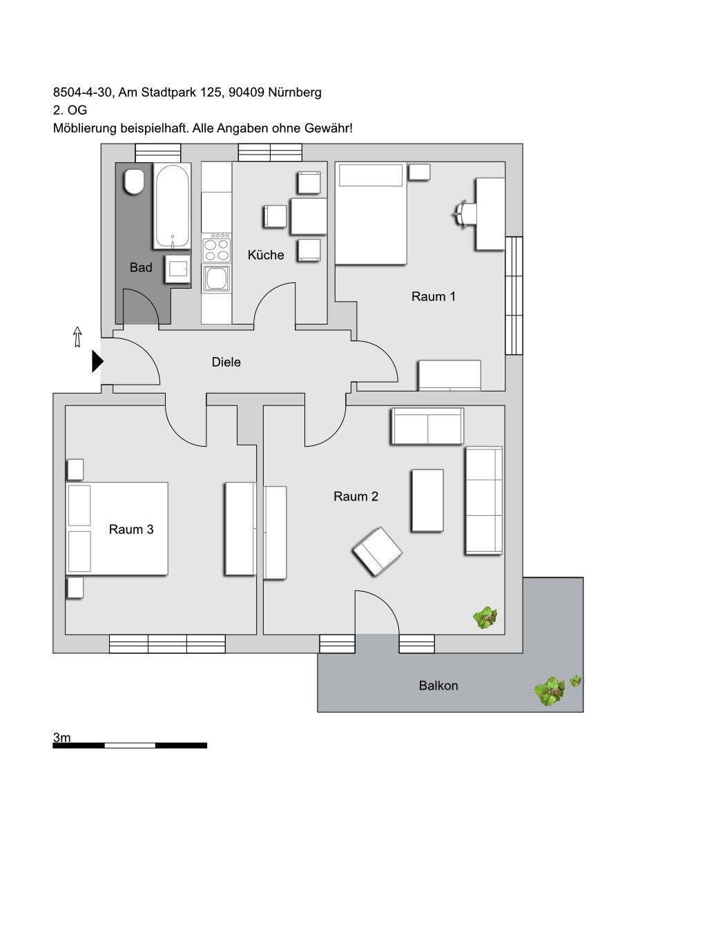 3,0-Zimmer-Wohnung in Nürnberg, 90409 Nürnberg (Großreuth h. d. Veste Gärten h. d. Veste Maxfeld Schoppershof)