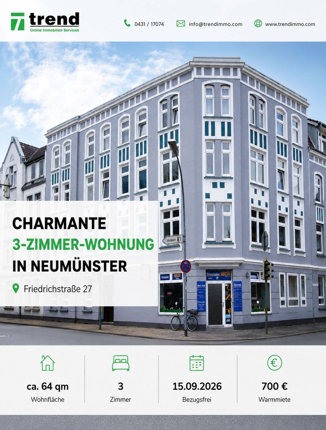 3-Zimmer-Wohnung in zentraler Lage von Neumünster, 24534 Neumünster (Innenstadt)