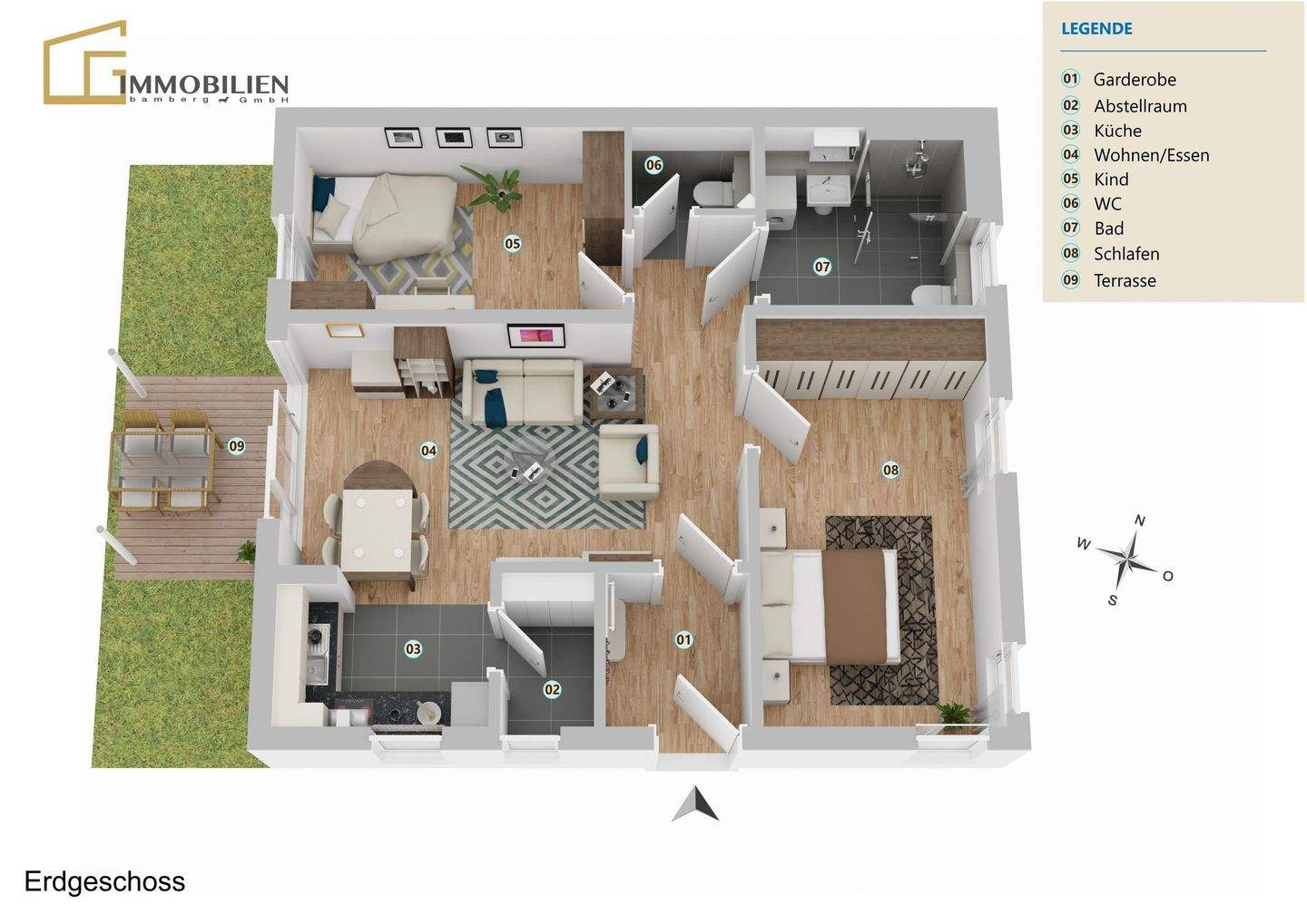 Wohnen  Am Kanal  3-Zimmer Erdgeschosswohnung, 96114 Hirschaid