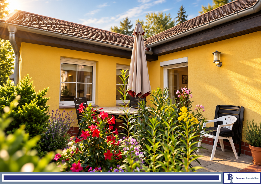 Wohnen im Grünen: Gemütlicher Bungalow mit Terrasse und Carport in Mahlsdorf-Süd, 12623 Berlin (Marzahn-Hellersdorf Kaulsdorf Mahlsdorf)