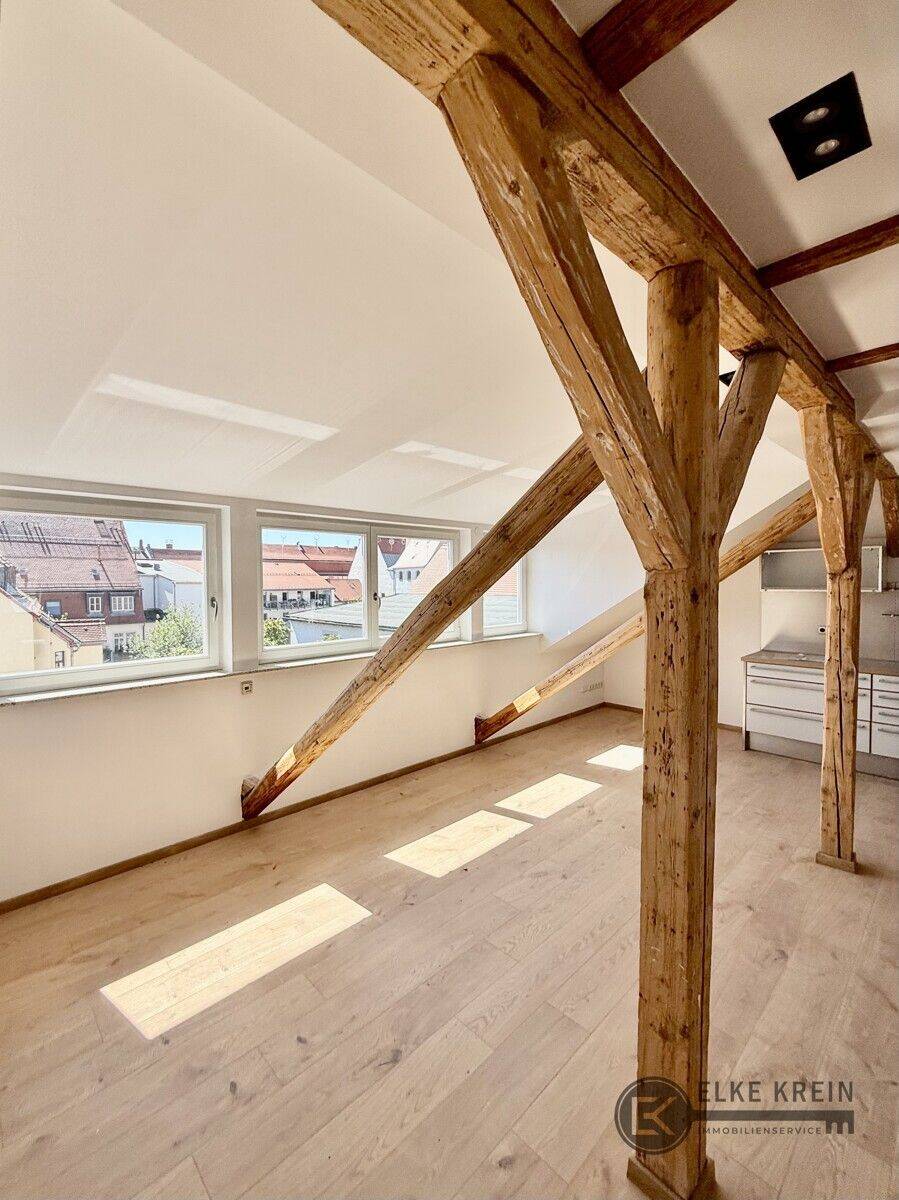 Wohnen über den Dächern von Freiberg – außergewöhnliche Dachgeschosswohnung mit Galerie , Kamin & Einbauküche, 9599 Freiberg