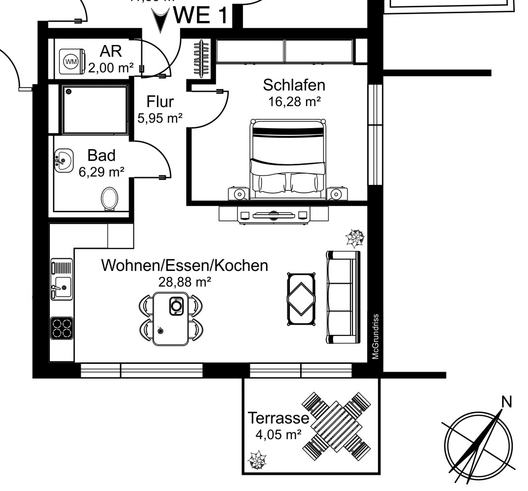 2- Zimmer- Neubauwohnung mit Terrasse, 51469 Bergisch Gladbach