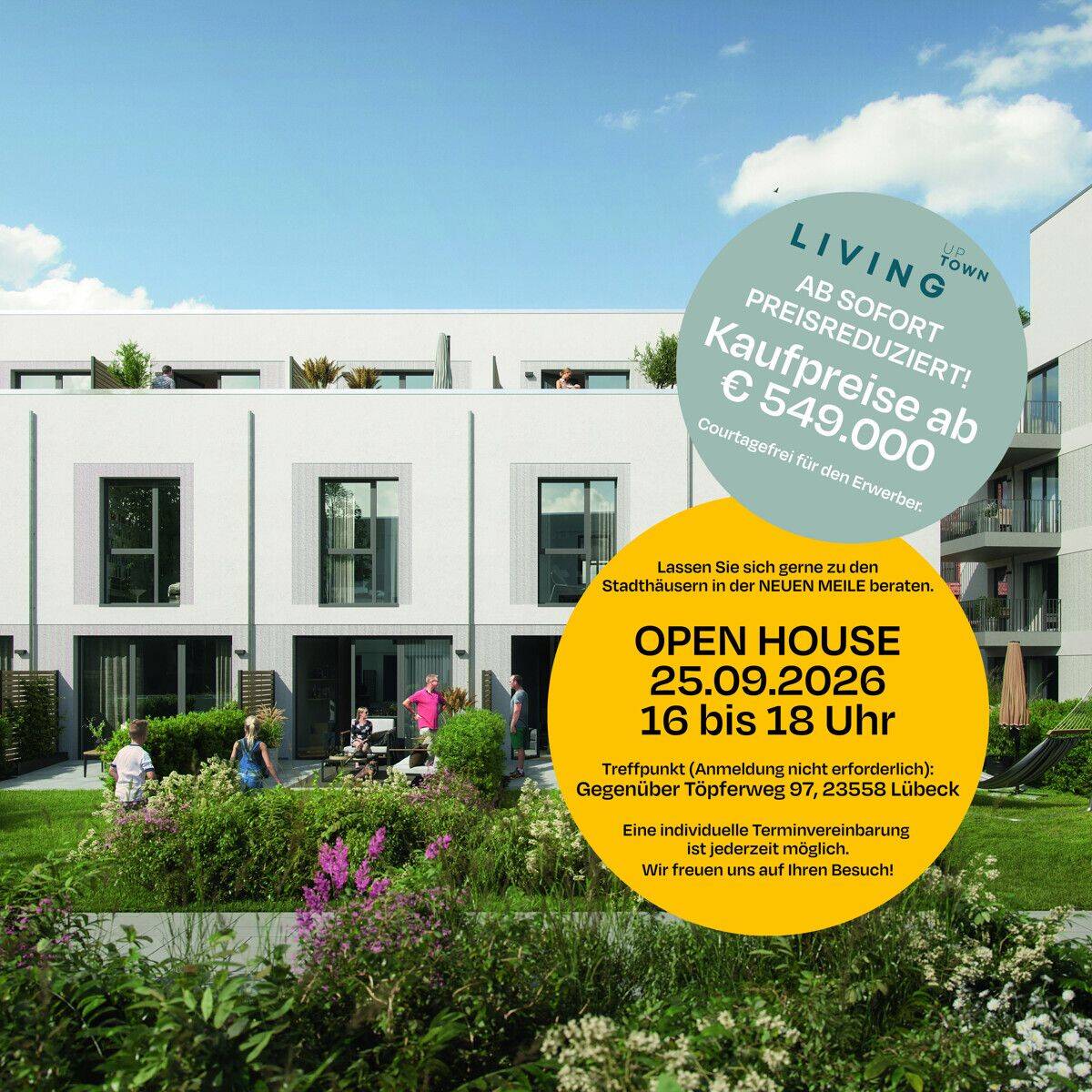 Erstbezug: UP TOWN Living – ein neues Zuhause auf drei Ebenen mit besonderer Lebensqualität, 23558 Lübeck (Buntekuh Sankt Lorenz Nord Sankt Lorenz Süd)