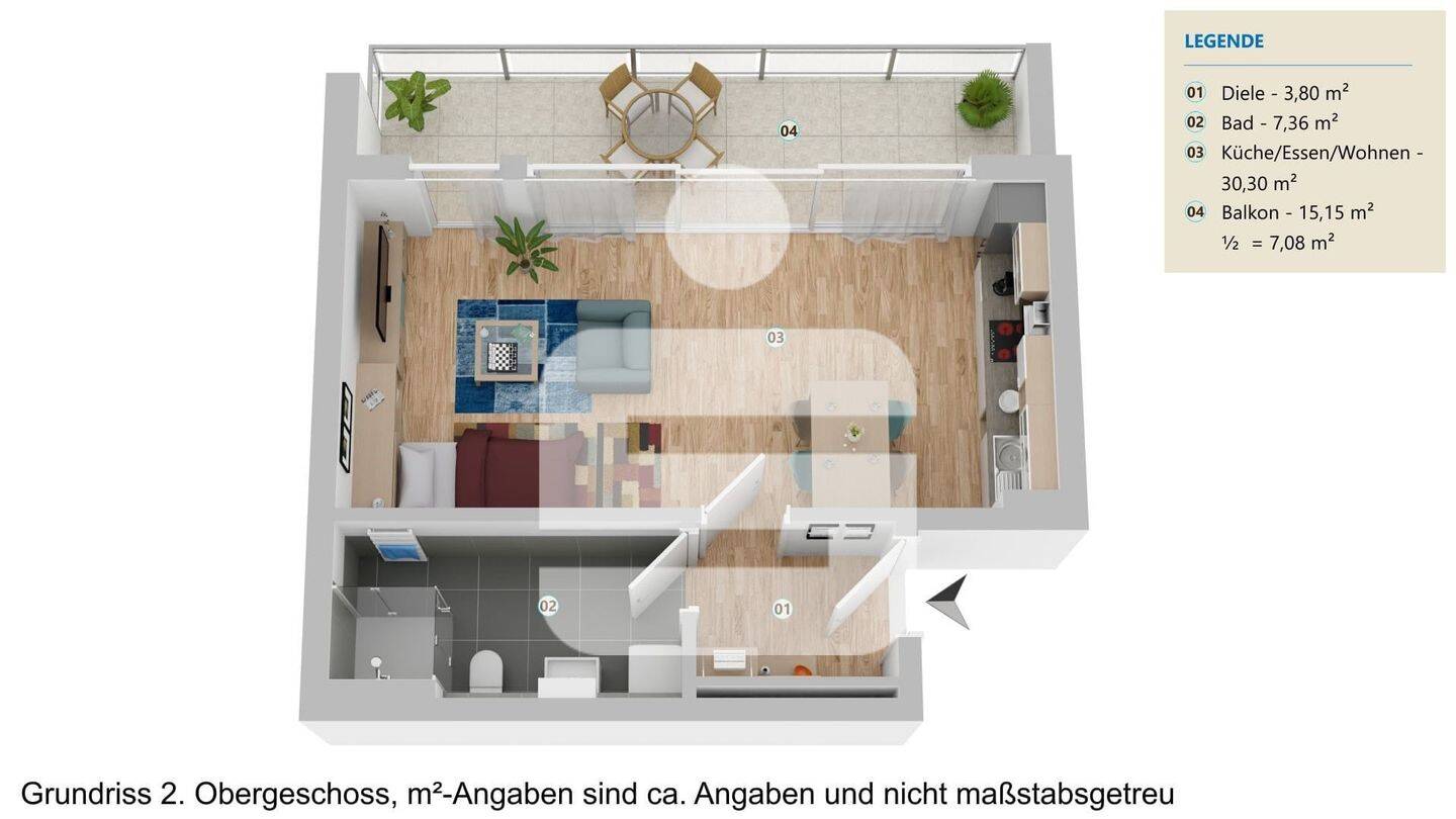 Kompakte Stadtwohnung mit Dusche, Balkon und Aufzug in Passau, 94032 Passau (Altstadt Haidenhof-Nord Haidenhof-Süd Innstadt)