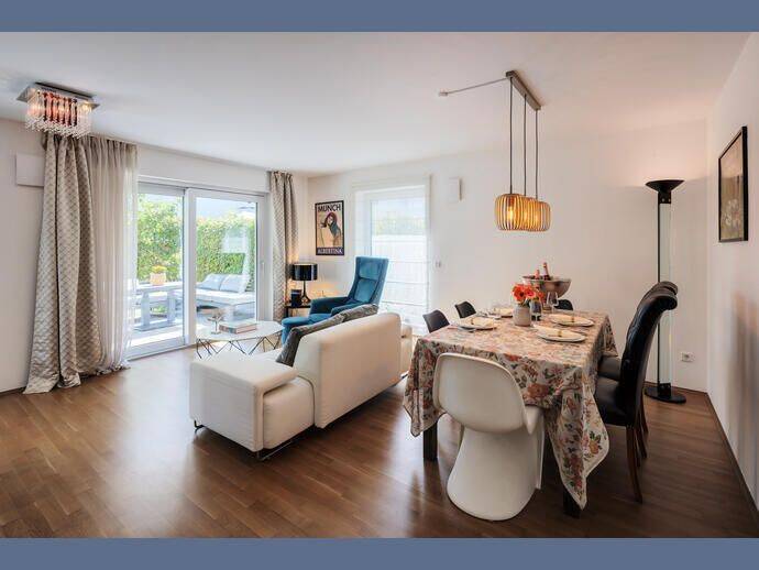 Möbliert: Gartenwohnung in moderner Wohnanlage in Trudering, 81827 München (Ramersdorf-Perlach Trudering-Riem)