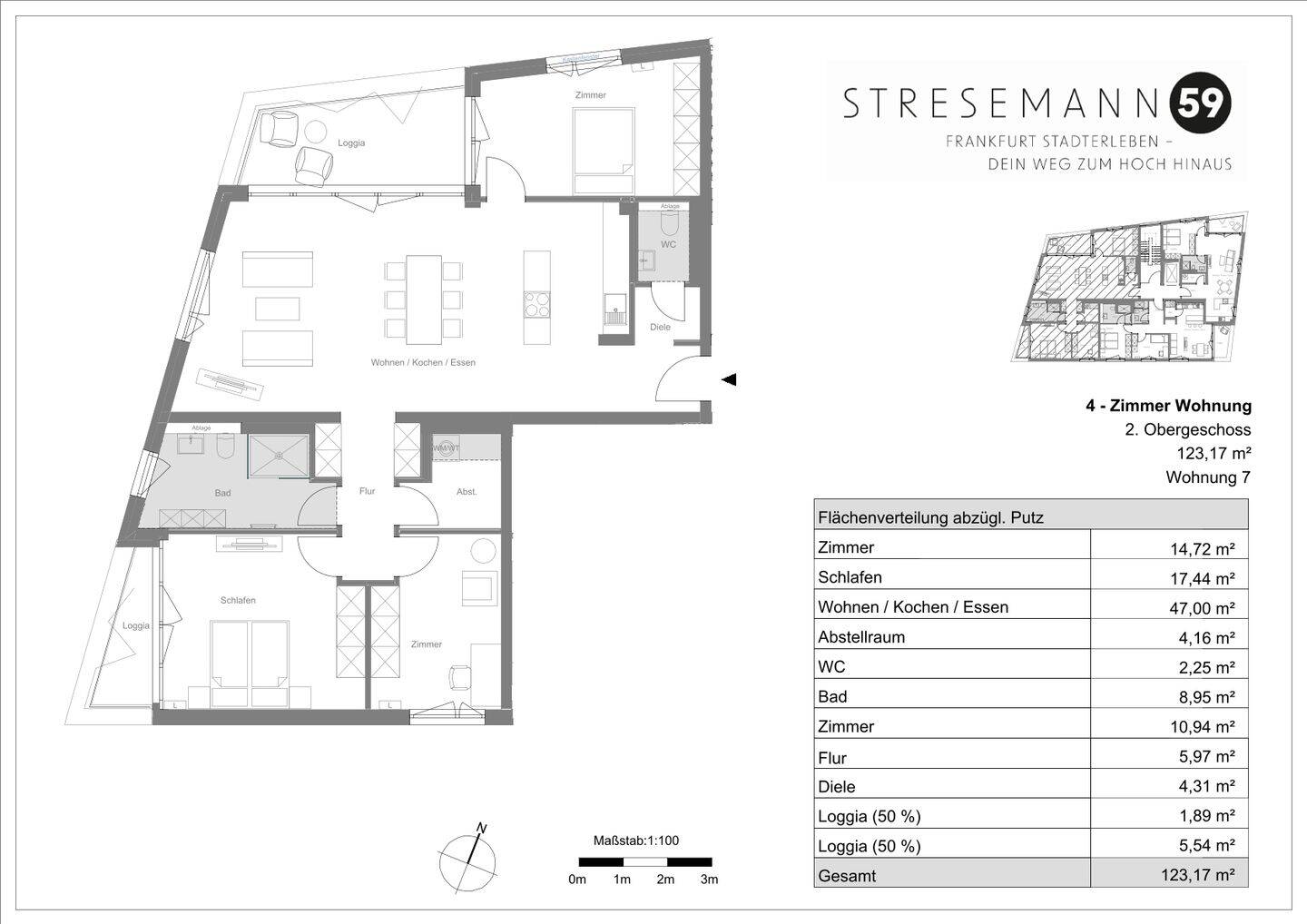 Neubau 4-Zimmer-Wohnung mit 2 Loggien – Erstbezug, 60596 Frankfurt am Main (Sachsenhausen)
