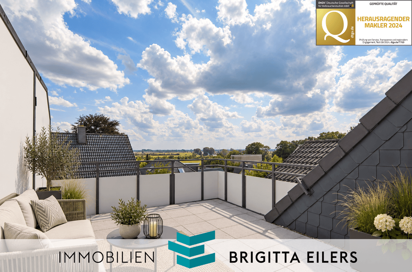 Galeriewohnung mit Weserblick, großer Terrasse, 3 Zimmern, Gäste-WC und Carport in Achim-Baden, 28832 Achim