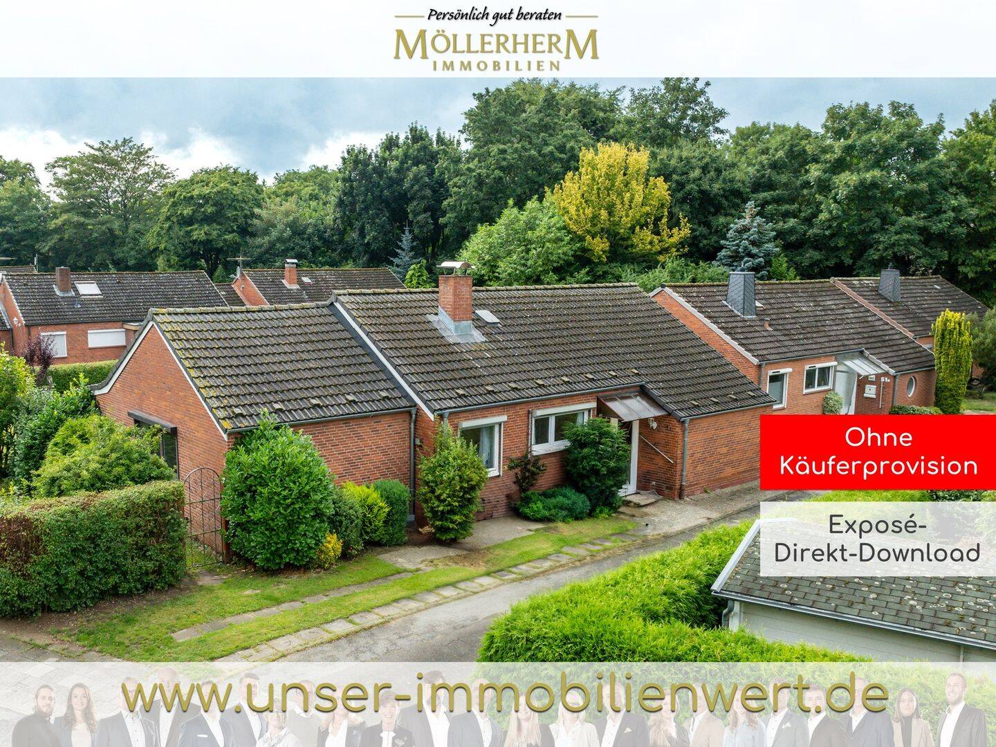 Viel Raum auf einer Ebene. Reihenendhaus im Bungalow-Stil mit großem Garten in Lübeck, 23569 Lübeck (Kücknitz Travemünde)