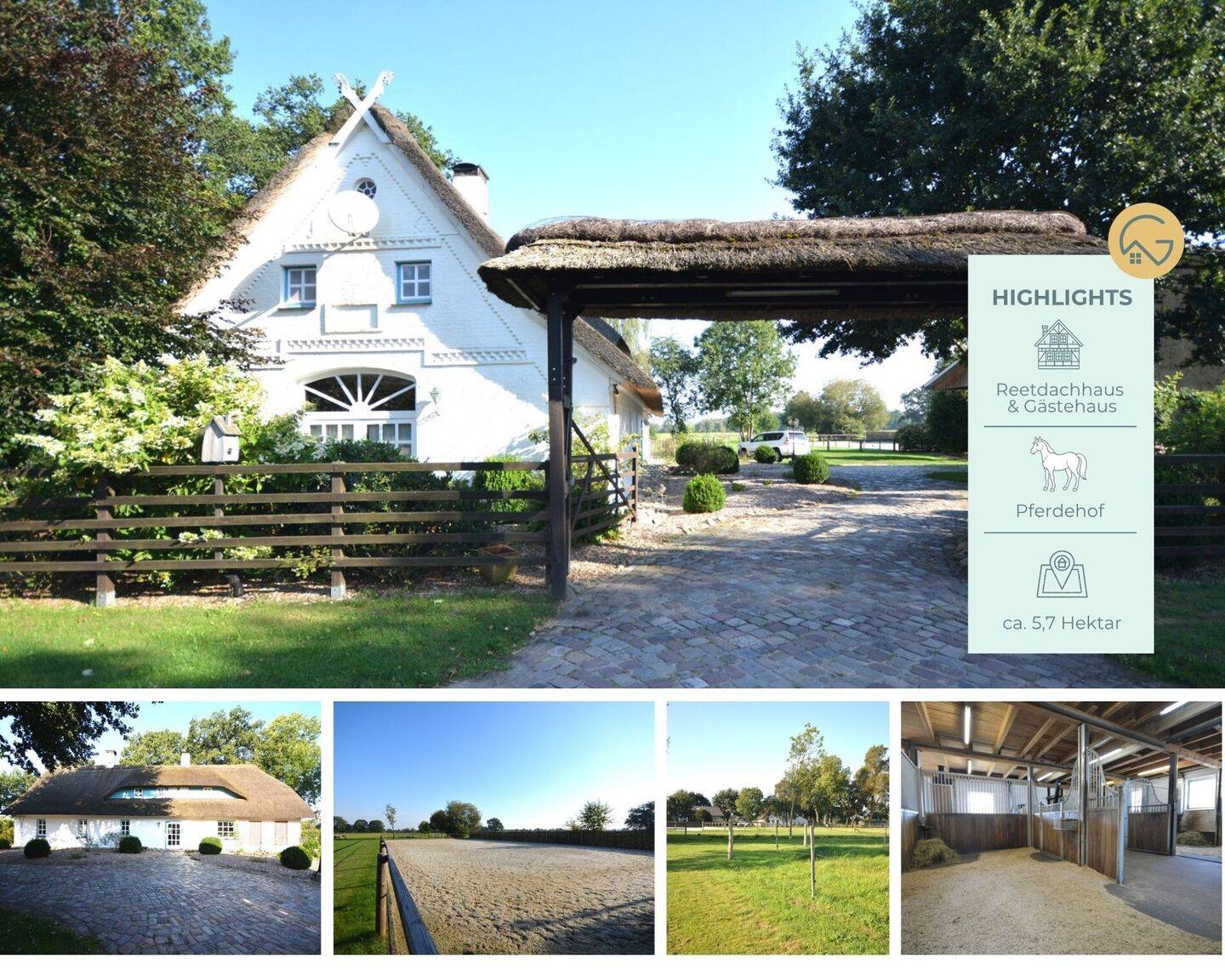 Repräsentativer Pferdehof auf 5,7 ha! Traumhaftes Anwesen mit Reetdachhaus & Gästehaus in der Lüneburger Heide, 27383 Scheeßel