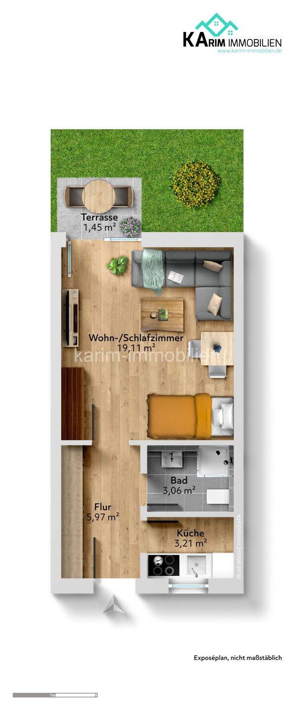Attraktive 1-Zimmer-Wohnung mit Terrasse in Freiburg – bezugsfrei, 79111 Freiburg im Breisgau