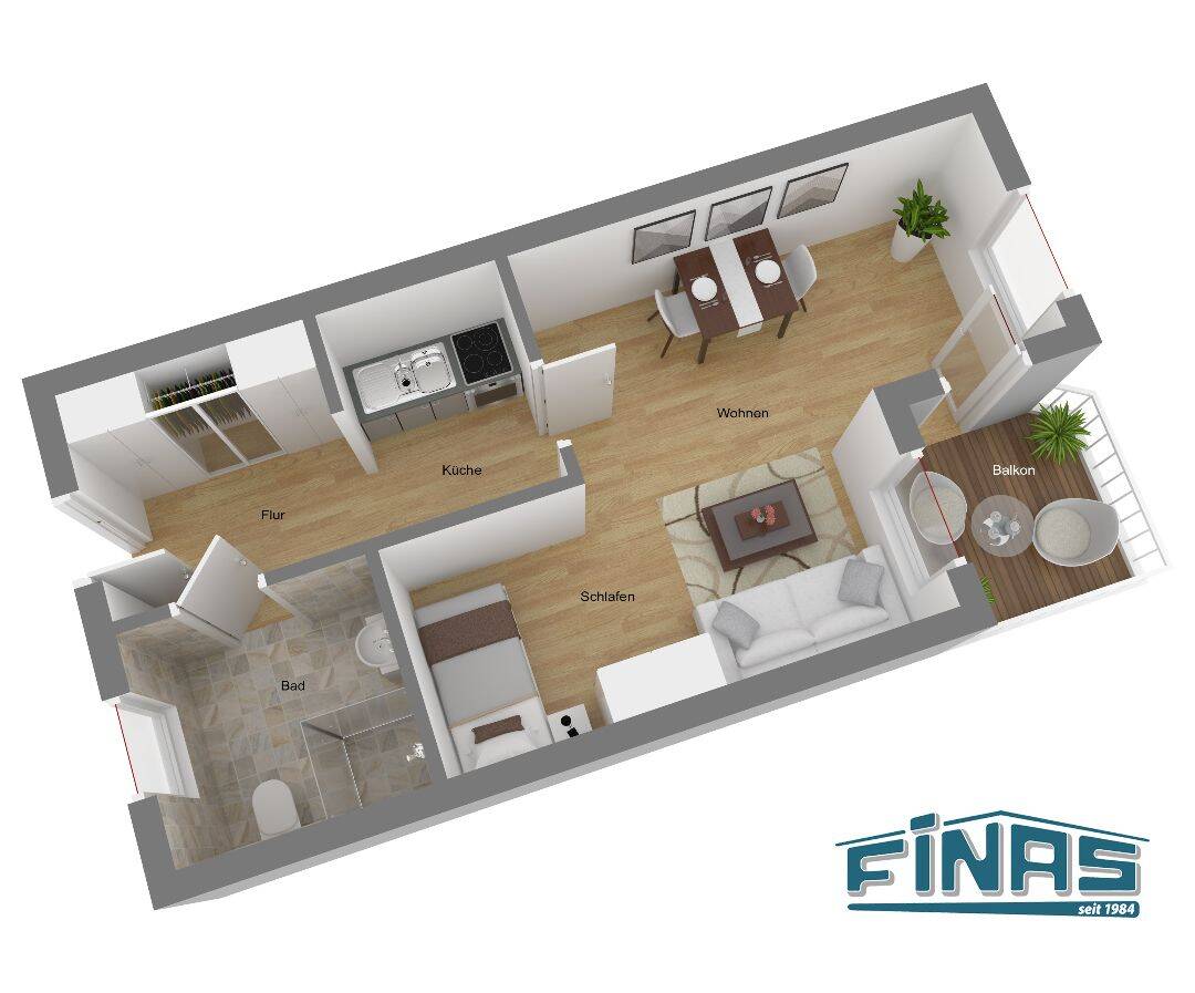 1 Zimmer Wohnung mit Balkon (2022-5018), 35415 Pohlheim