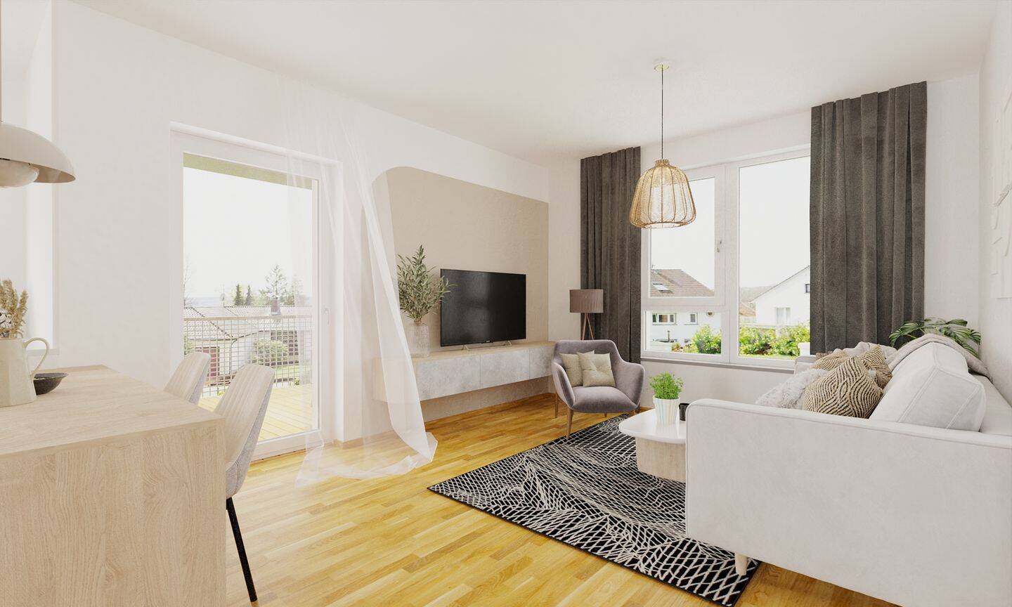 Stilvolles Wohnen mit Nachhaltigkeitskonzept – KfW-Effizienzhaus 40; 3-Zimmer mit Balkon – provisionsfrei, 83308 Trostberg
