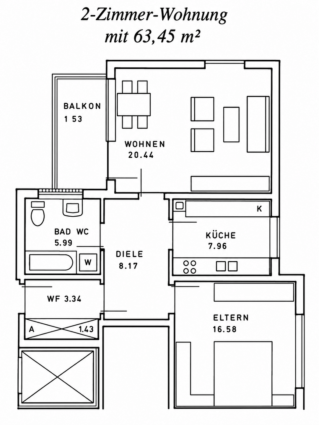2 Zimmer Wohnung in guter Lage zum Selbstbezug, 84034 Landshut (Münchnerau Nikola West)