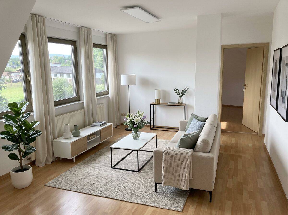 Idyllische Flusslage: Moderne DG-Wohnung mit EBK & Traumblick am Ortsrand (4 Zi., 89m2), 35519 Rockenberg