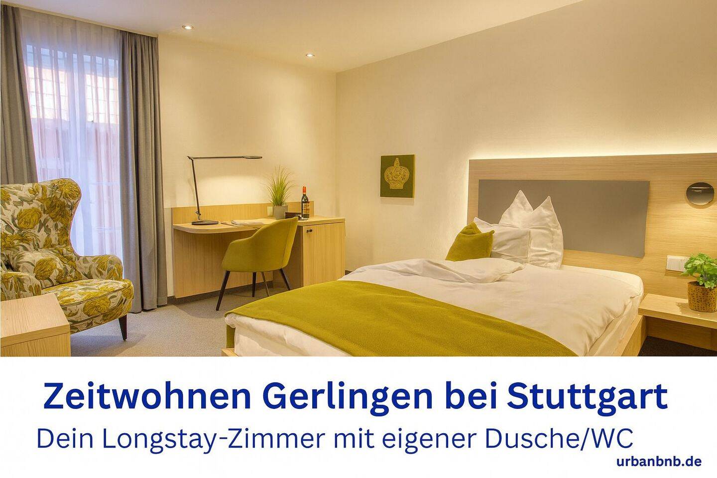 Zeitwohnen in Gerlingen: Modernes Zimmer nahe Bosch, Trumpf & Thales – mit eigenem Bad, 70839 Gerlingen
